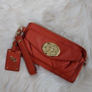 Bright orange clutch, wristlet by Emma Fox